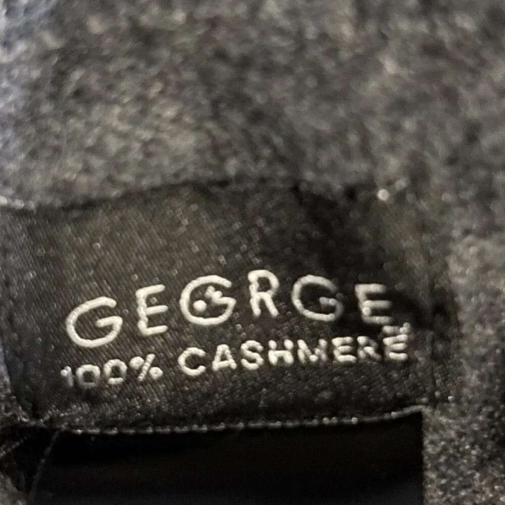 George 100% Cashmere Sweater Gray V Neck Pullover Long Sleeve Men's Medium 38 40